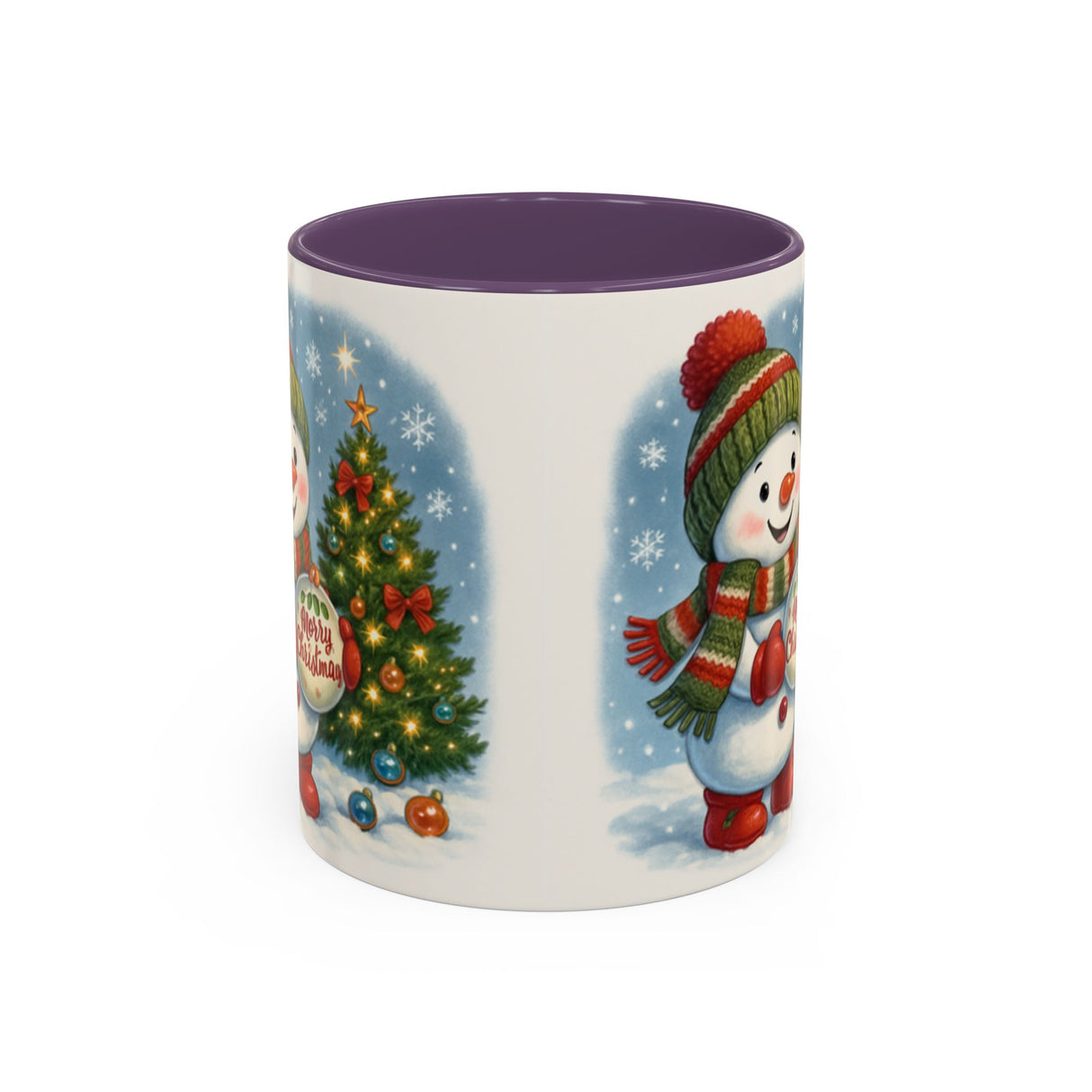 Person pouring coffee into the Christmas Snowman Coffee Mug, highlighting its playful holiday design.