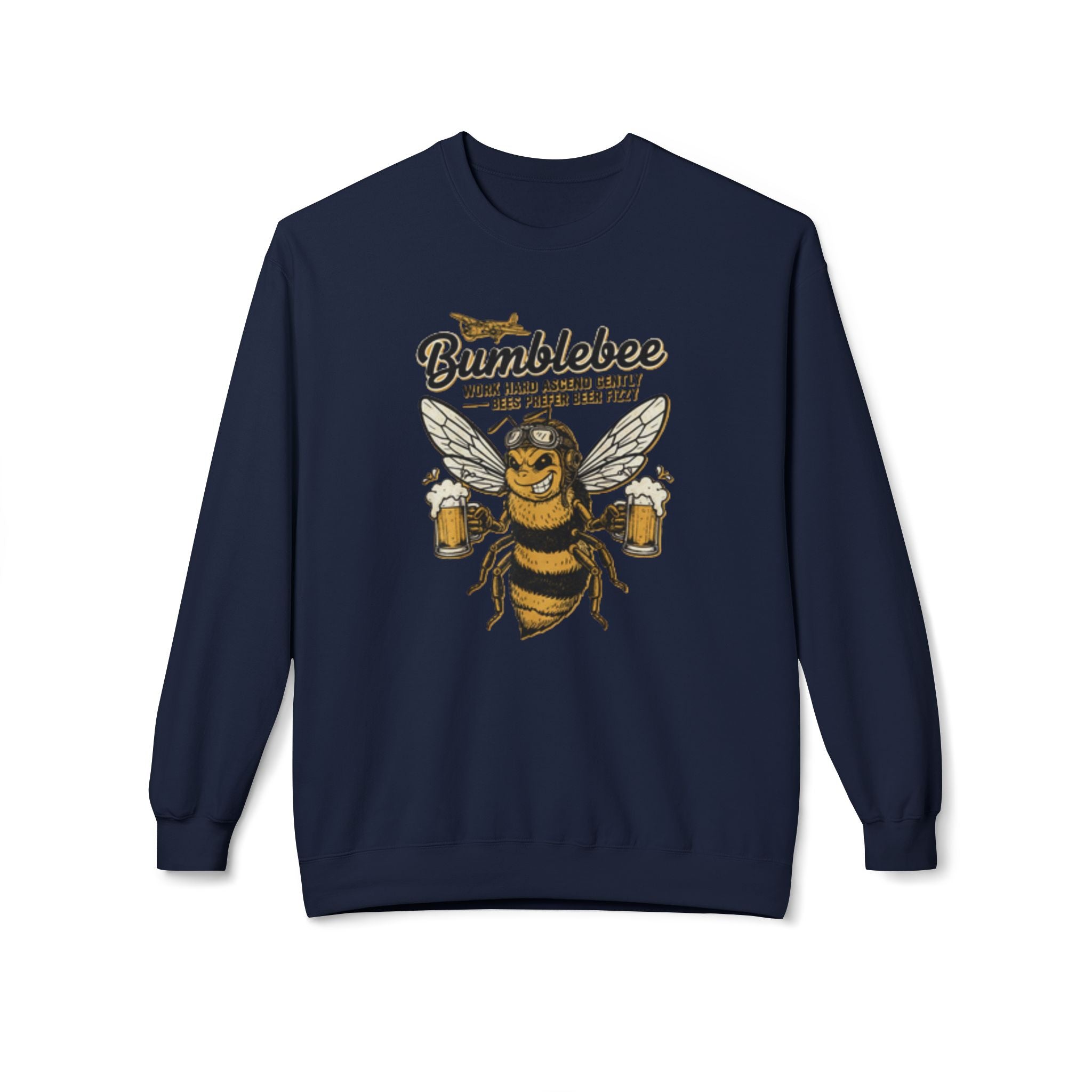 Bumblebee Beer Crewneck Sweatshirt — Playful Bee Graphic Sweatshirt for Beer Lovers US