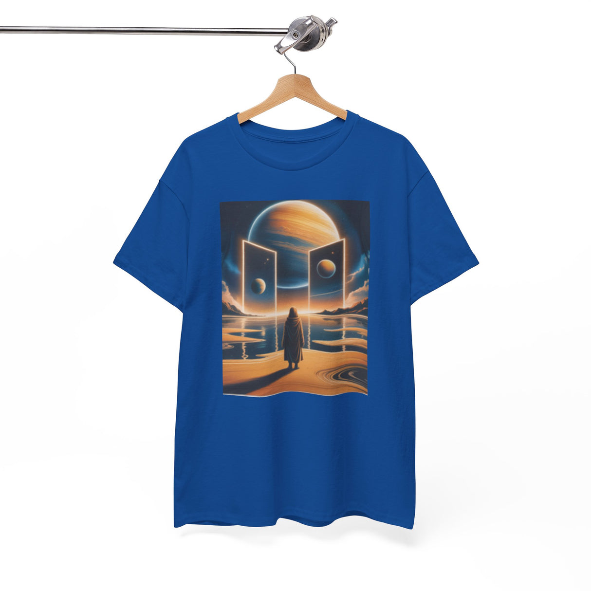 T-Shirt — Cosmic Portal Nightscape Graphic Tee set against a space-themed background for a complete cosmic look.