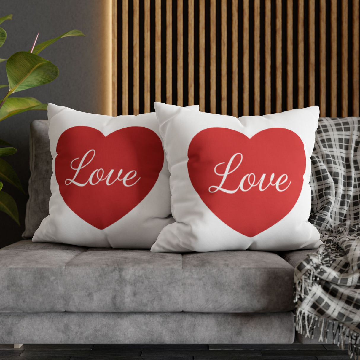 Love Heart Pillowcase — Square Decorative Throw Pillow Cover
