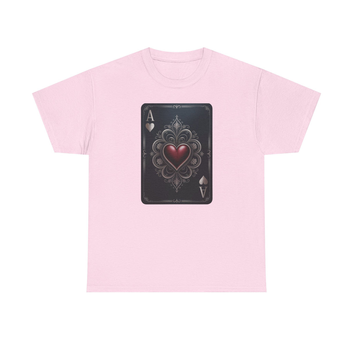 Heavy Cotton Tee — Ace of Hearts, Classic Comfort T-Shirt in a vibrant color outdoors, showcasing print and comfort.
