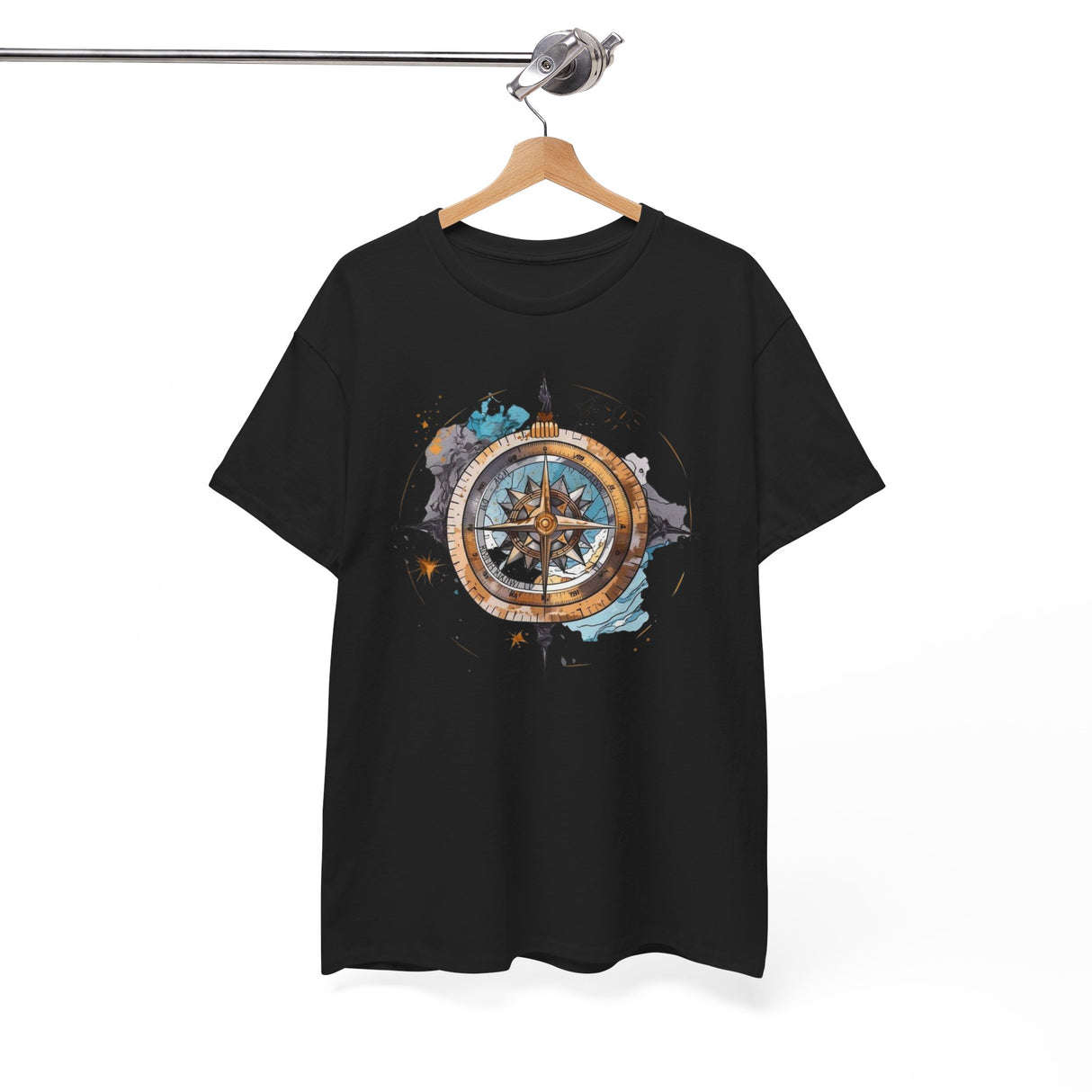 Compass Rose T-Shirt paired with a mug and a map for a relaxed adventure vibe — Vintage Nautical Adventure Graphic Tee