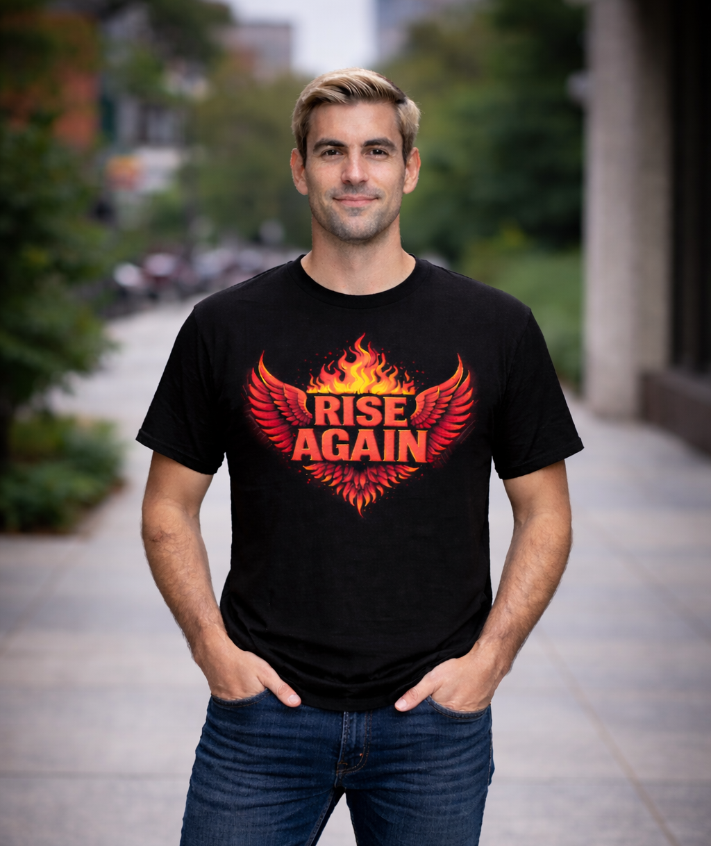 Phoenix Wings T-Shirt Rise Again Flaming Graphic Tee Front