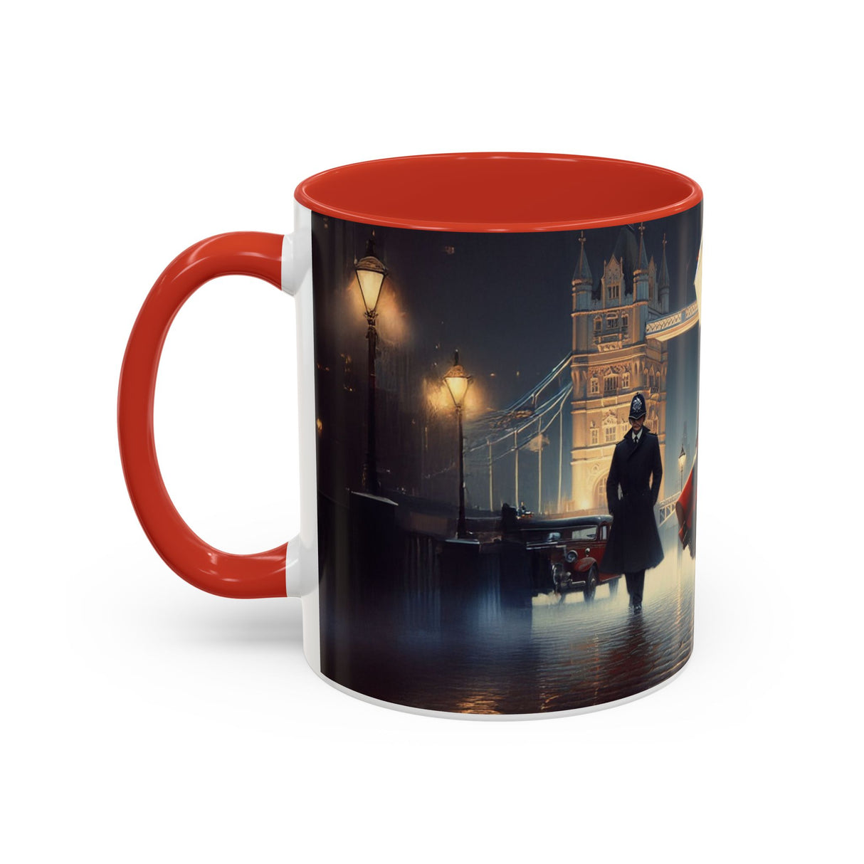 Elegant Red Dress Coffee Mug surrounded by snacks, ideal for a cozy evening or gathering.