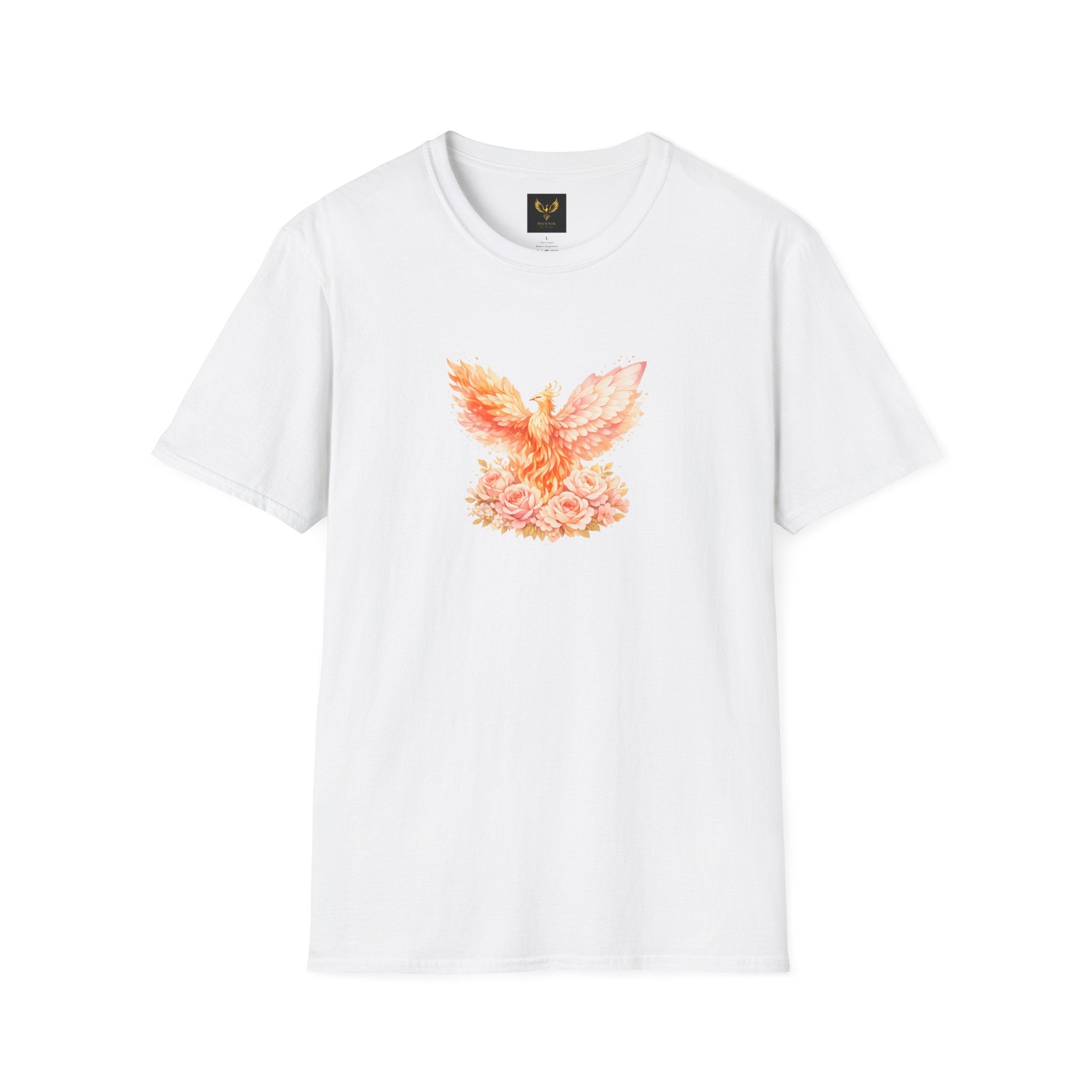 Phoenix Floral Graphic T Shirt Watercolor Rising Bird Tee