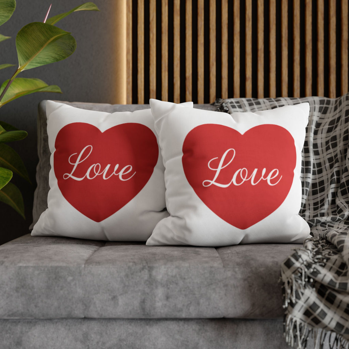 Love Heart Pillowcase — Square Decorative Throw Pillow Cover