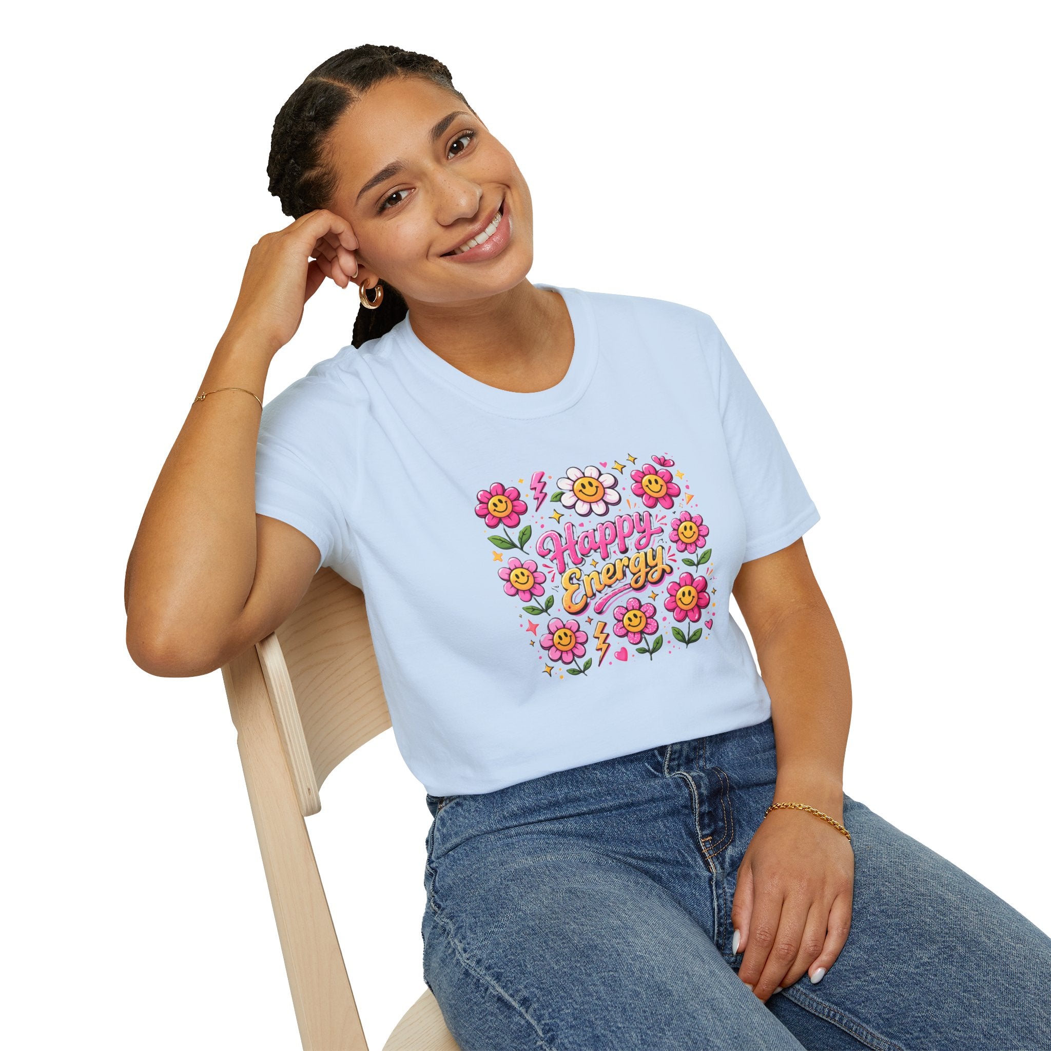 Happy Earth Floral Graphic T-Shirt day graphic design close up
