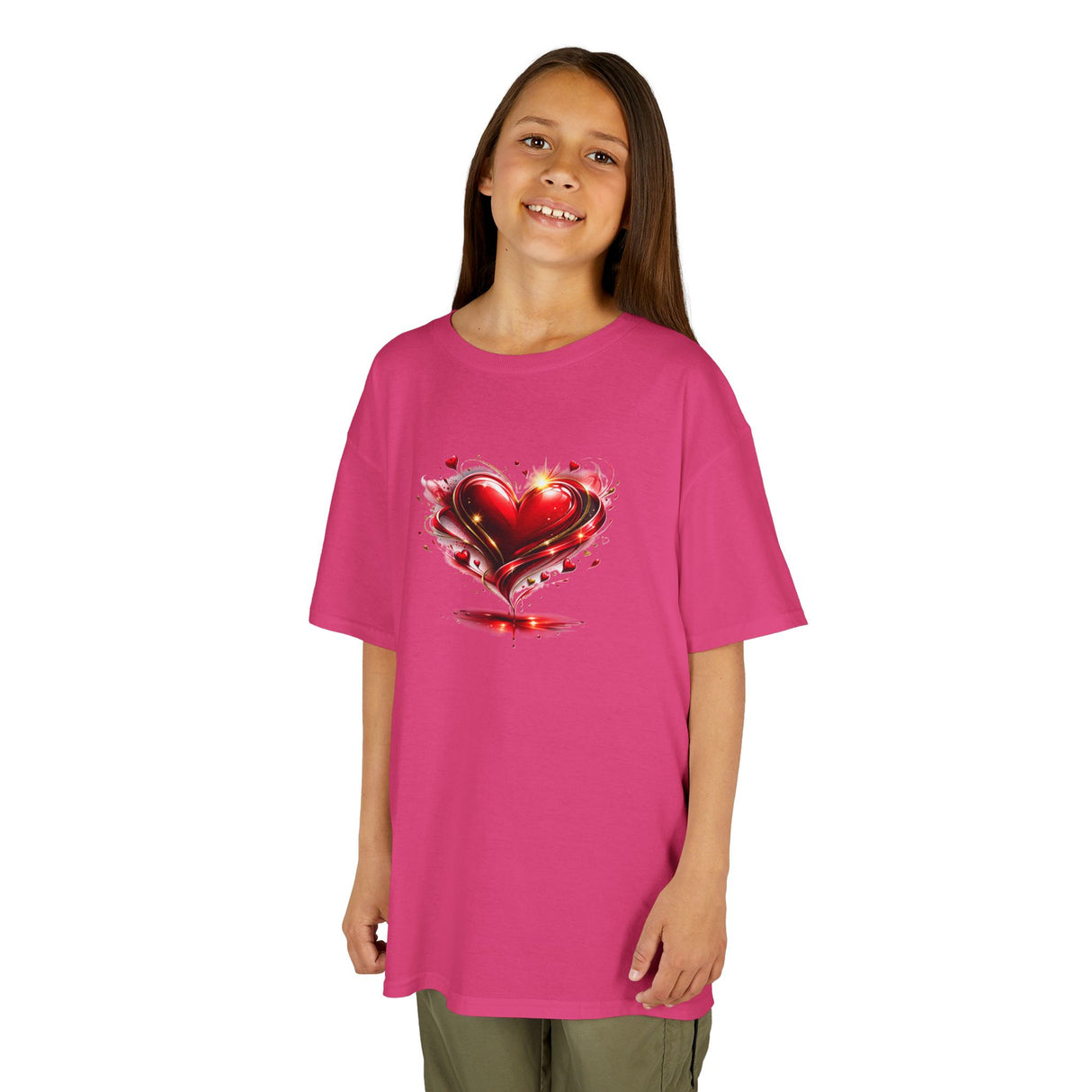 Red Heart Splash Graphic Tee — Kids T‑Shirt