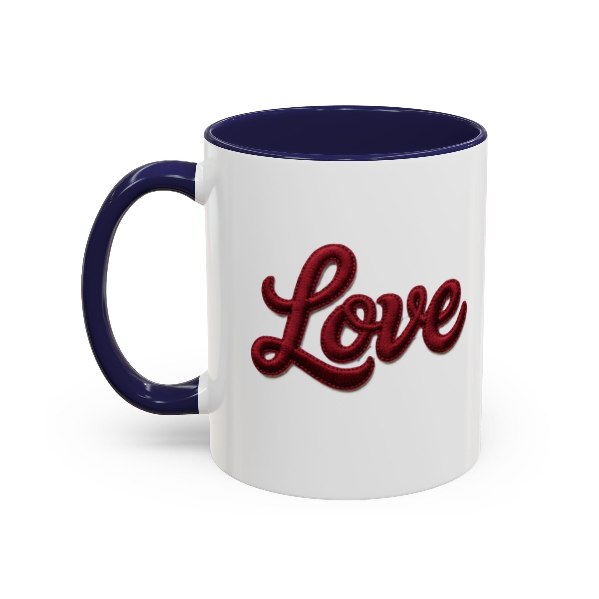 Love Accent Coffee Mug — Red Script Love Design (11oz)