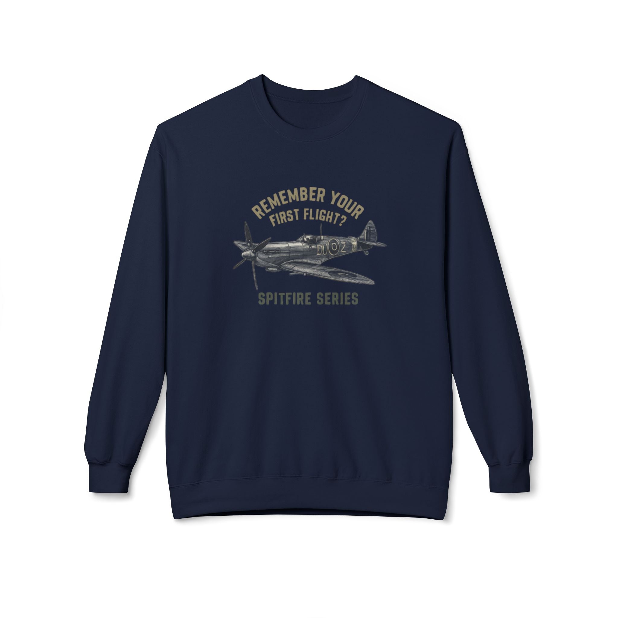 Spitfire Series Sweatshirt – "Remember Your First Flight" Vintage Plane Crewneck US