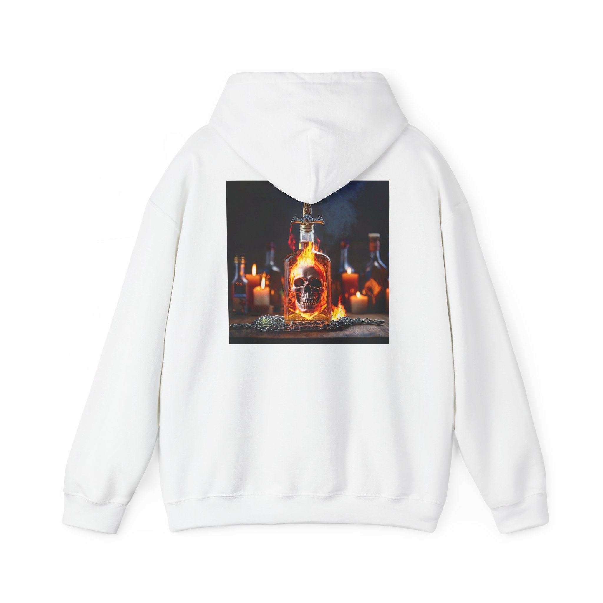 Detail of the kangaroo pouch pocket on Skull Potion Bottle Hoodie - Witchy Gothic Spellcraft Sweatshirt perfect for hand warming.