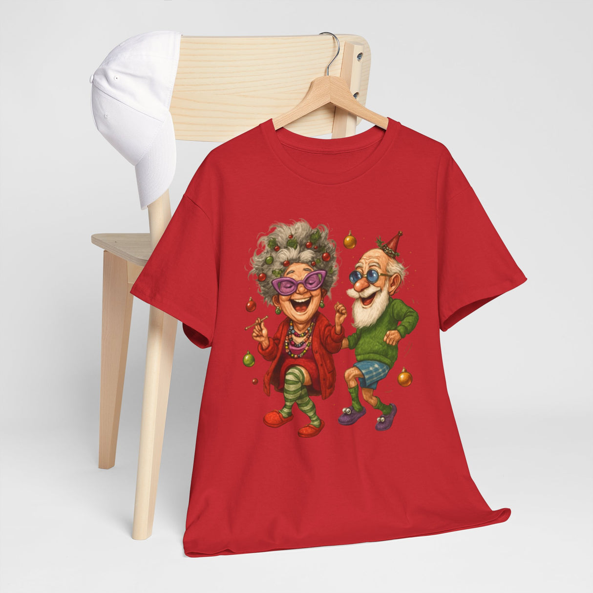 Vibrant and cheerful Dancing Seniors Illustration T‑Shirt with fun dancing elders.
