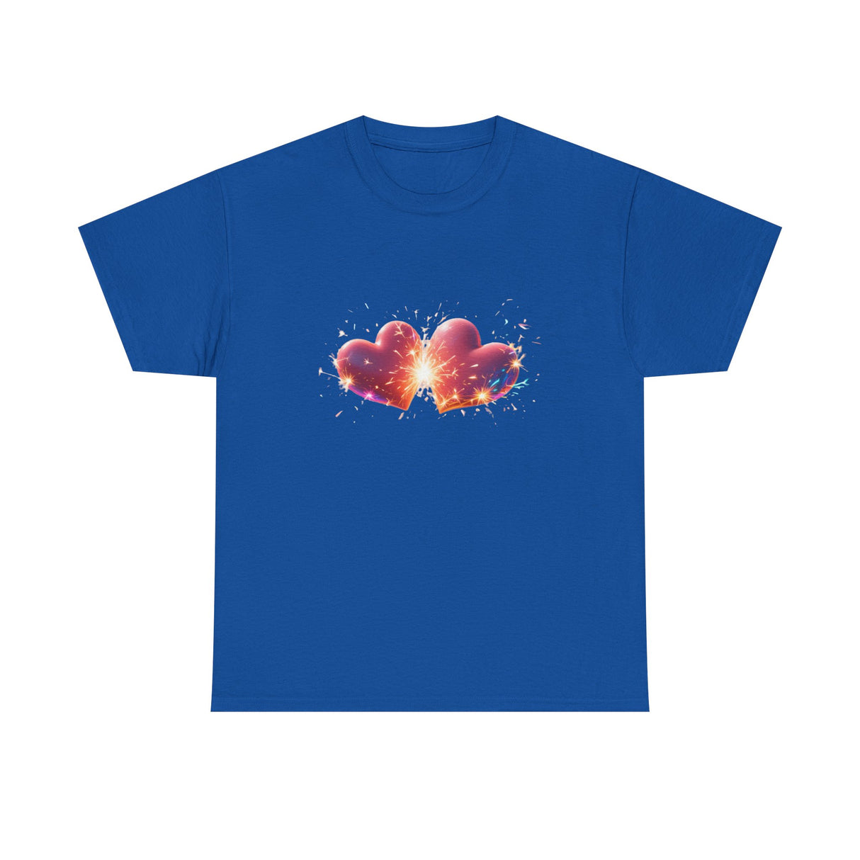Cosmic Heart T-Shirt depicted with its tear-away label, made from ethically sourced cotton.