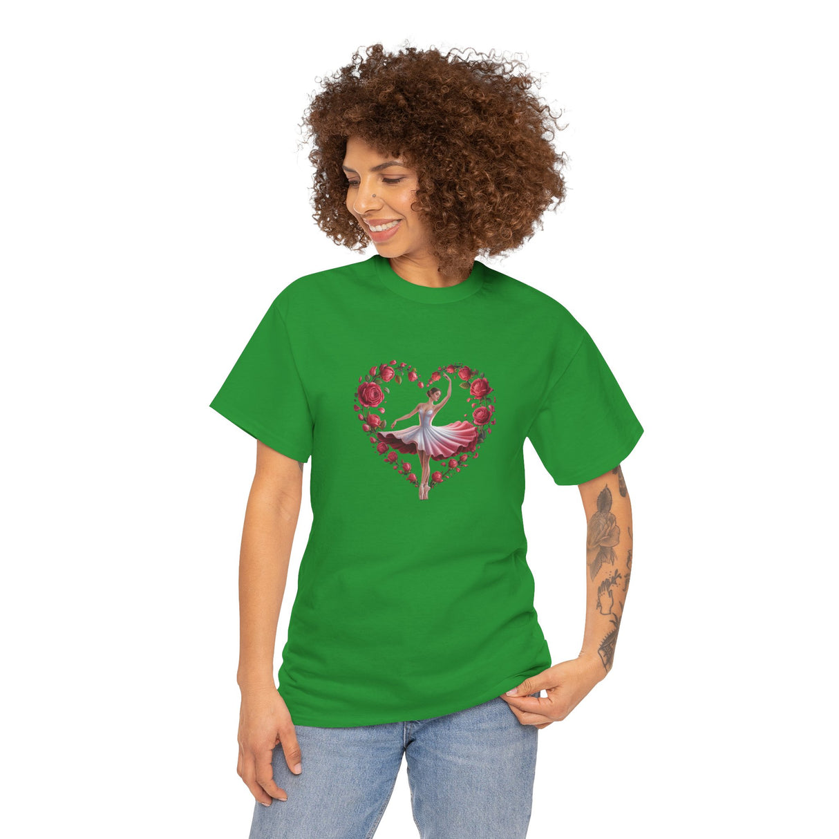 Vibrant Ballerina T-Shirt capturing romance through dance, ideal for Valentine's Day wear.