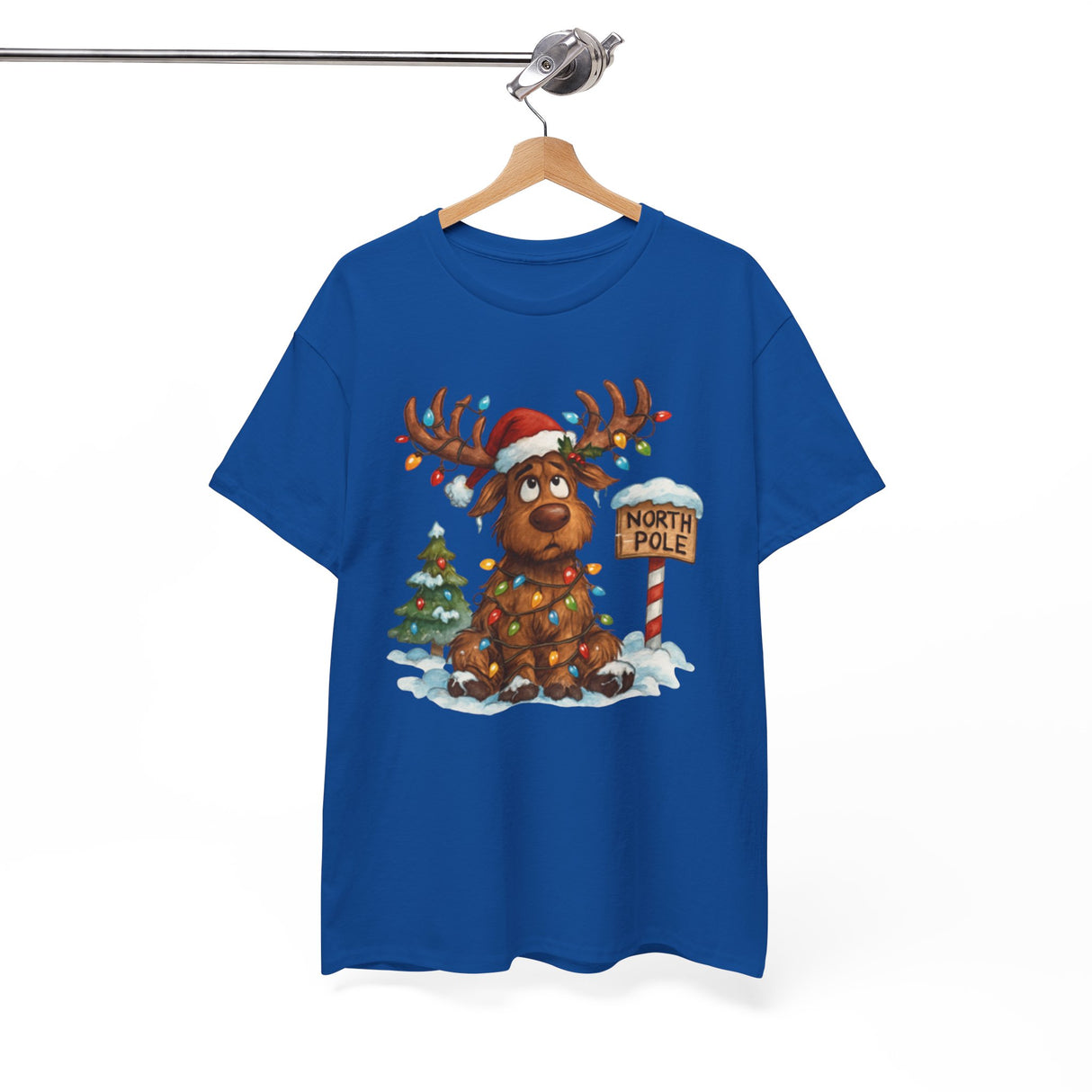 Side view of the Christmas Reindeer Tee, showing the fit and style suitable for casual winter celebrations.