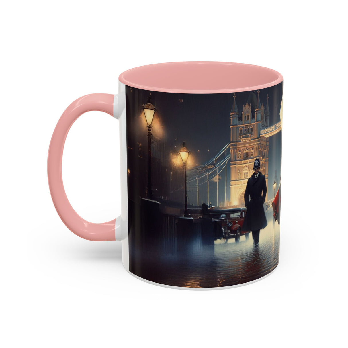 Elegant Red Dress Coffee Mug on a desk, ideal for gifting during holidays and celebrations.