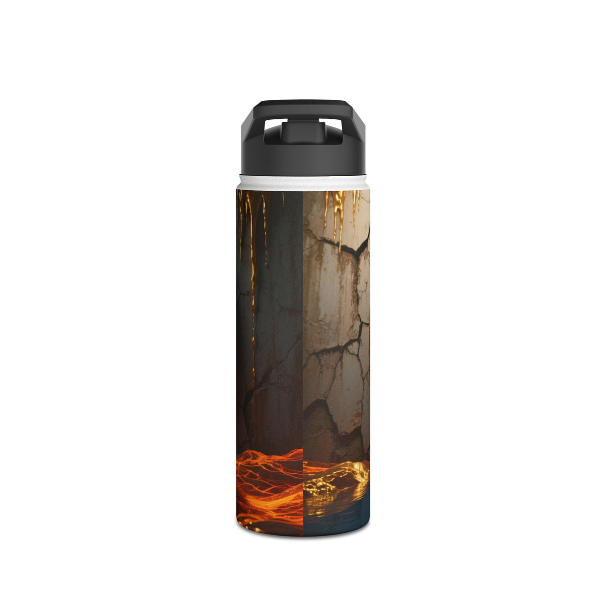 Artistic view of the Autumn Voyage Stainless Steel Water Bottle highlighting its matte finish and vibrant colors.