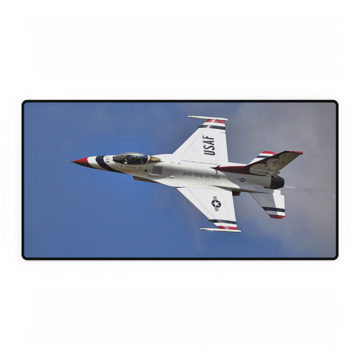 USAF Fighter Jet Desk Mat showing vibrant graphics, perfect for gamers and artists, 31.5" × 15.5".