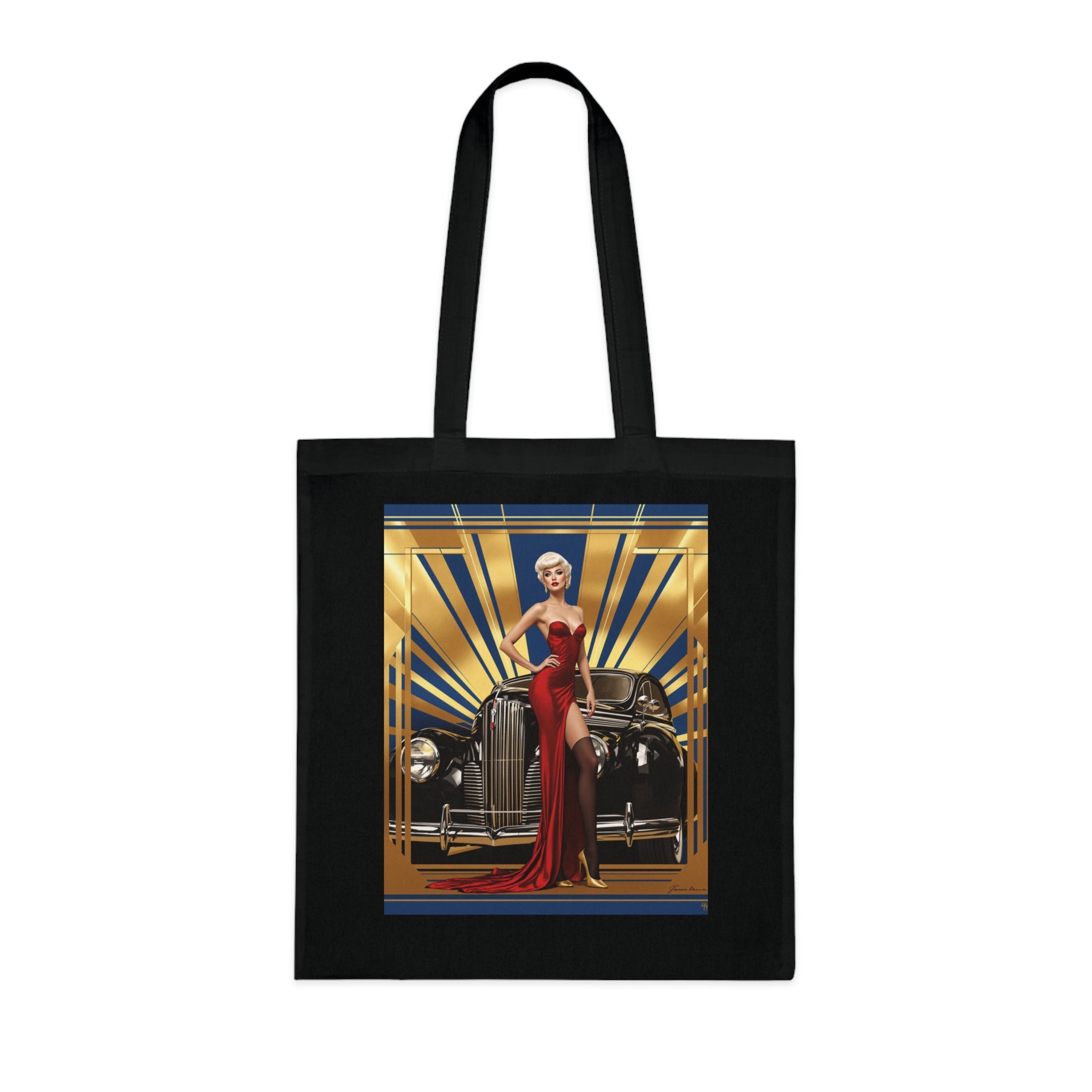 Showing the lightweight fabric of the Vintage Glamour Cotton Tote Bag for easy carrying.