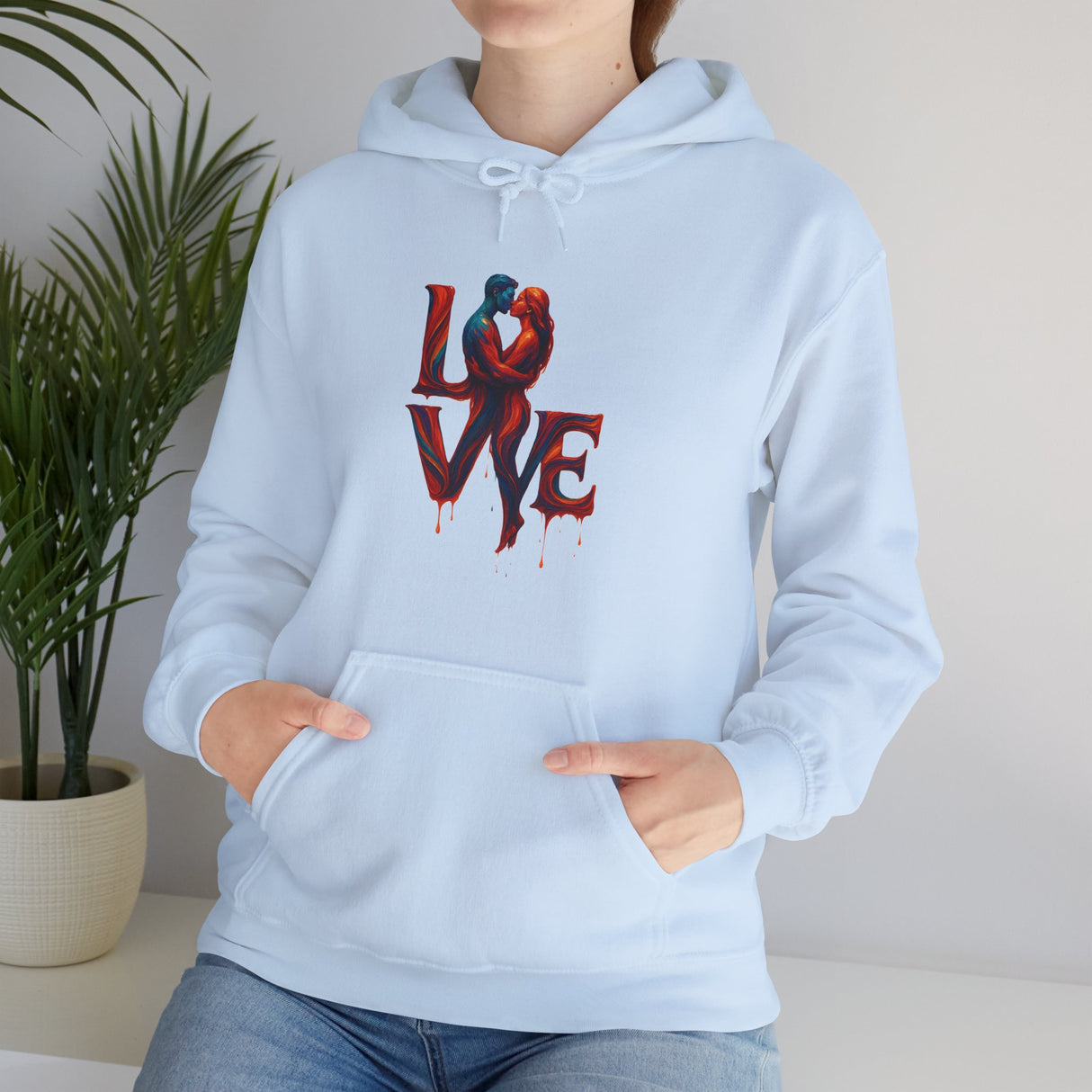Casual and stylish outfit featuring the Love Kiss Hoodie paired with jeans.