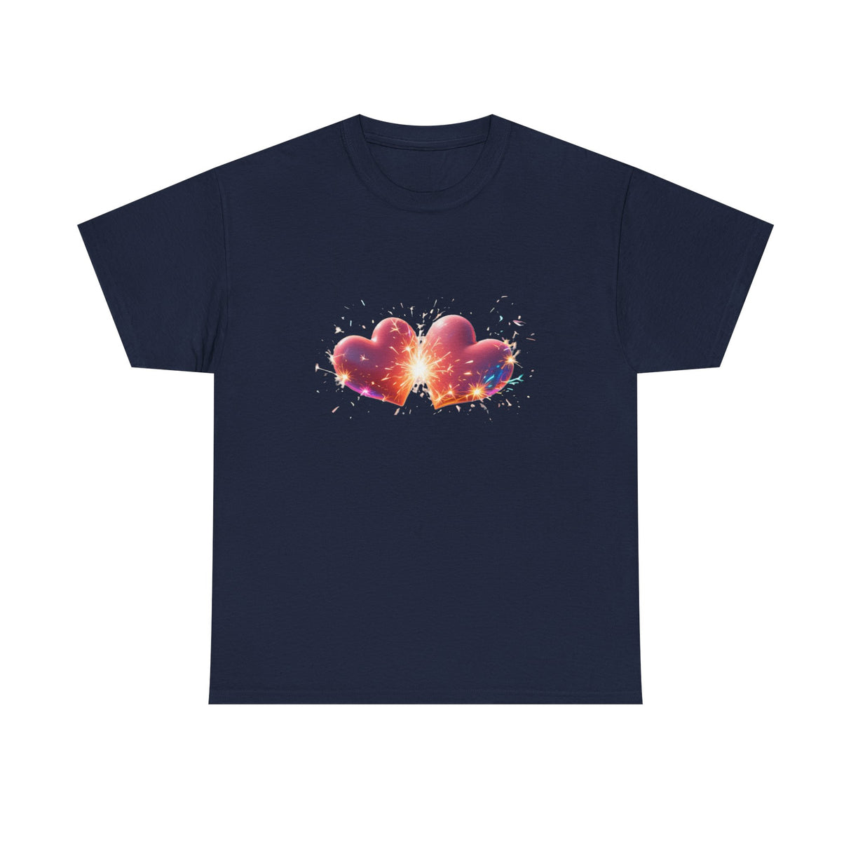 Cosmic Heart T-Shirt hung on an artistic display, emphasizing its design.