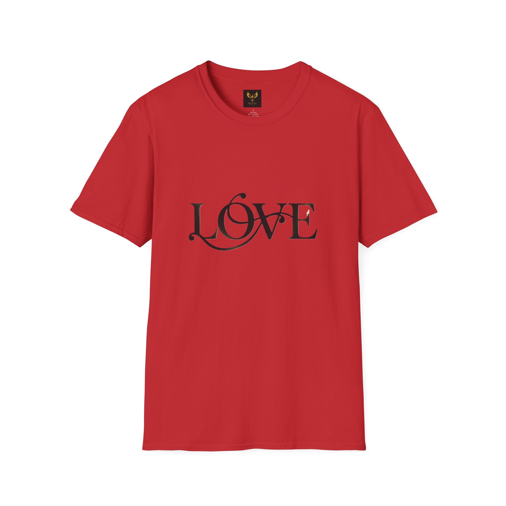 Love Script T-Shirt Elegant Black red