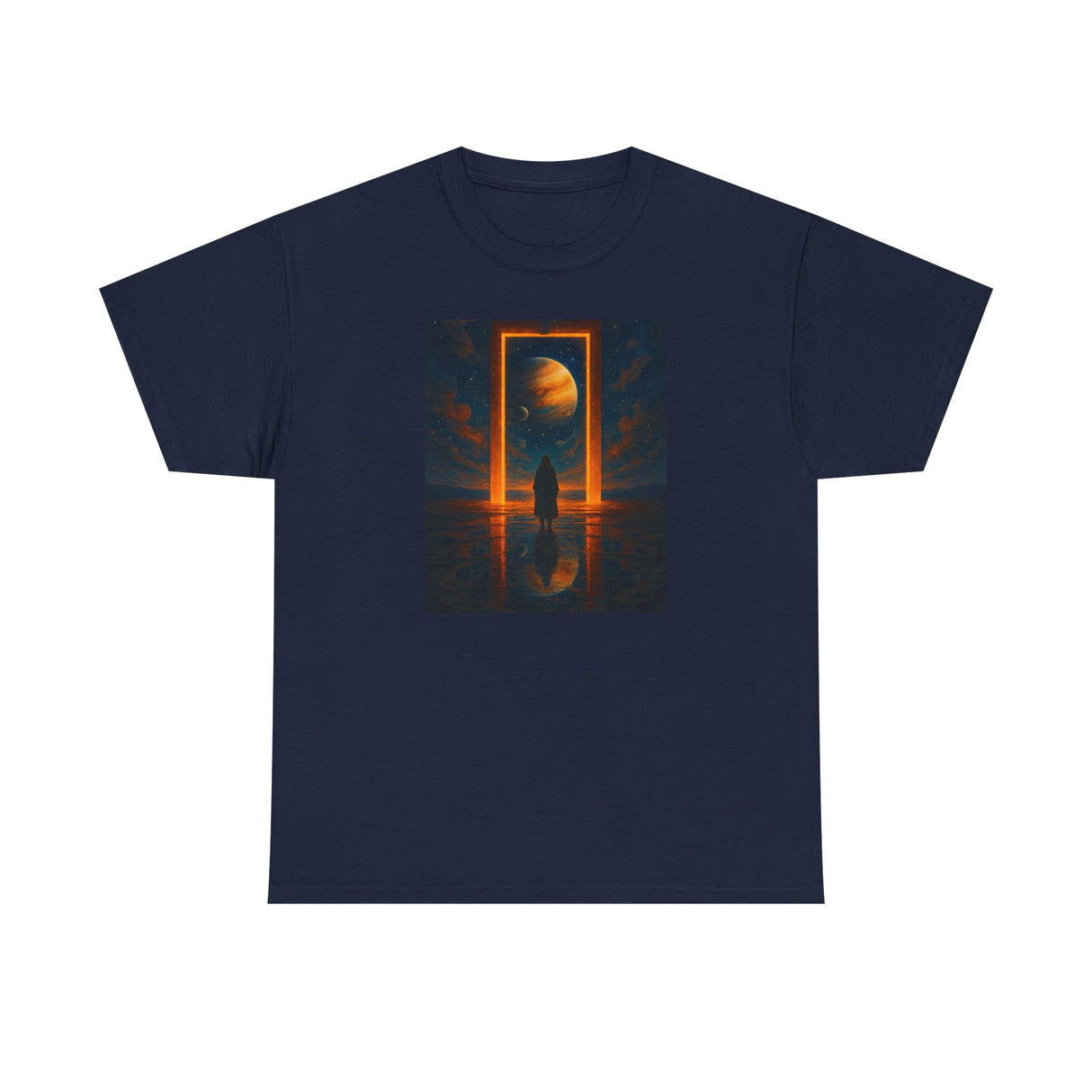 Surreal Portal Moon Tee folded neatly, displaying the radiant cosmic gateway graphic on the front.