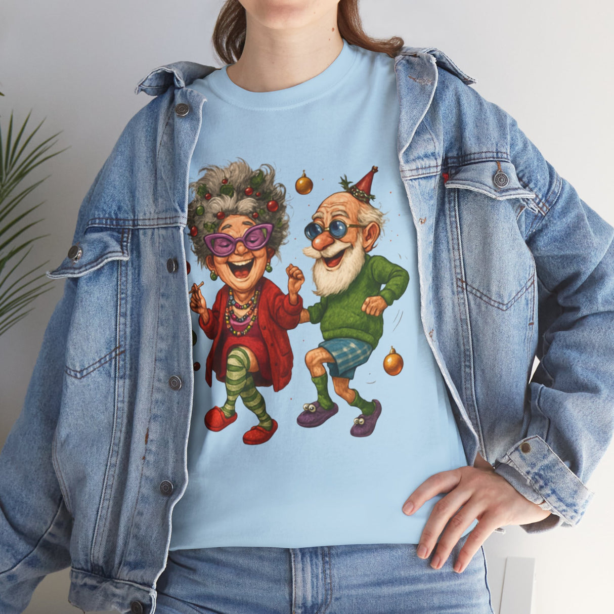 Fun design on the Dancing Seniors Illustration T‑Shirt showcasing two elderly dancers full of life.