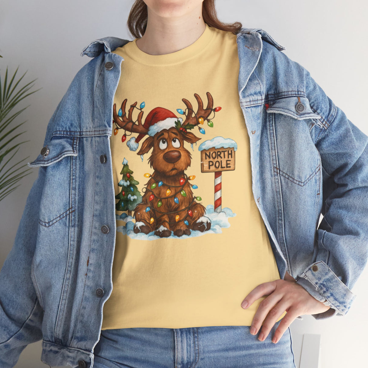 Christmas Reindeer Tee's soft fabric makes it an ideal choice for comfortable holiday wear.