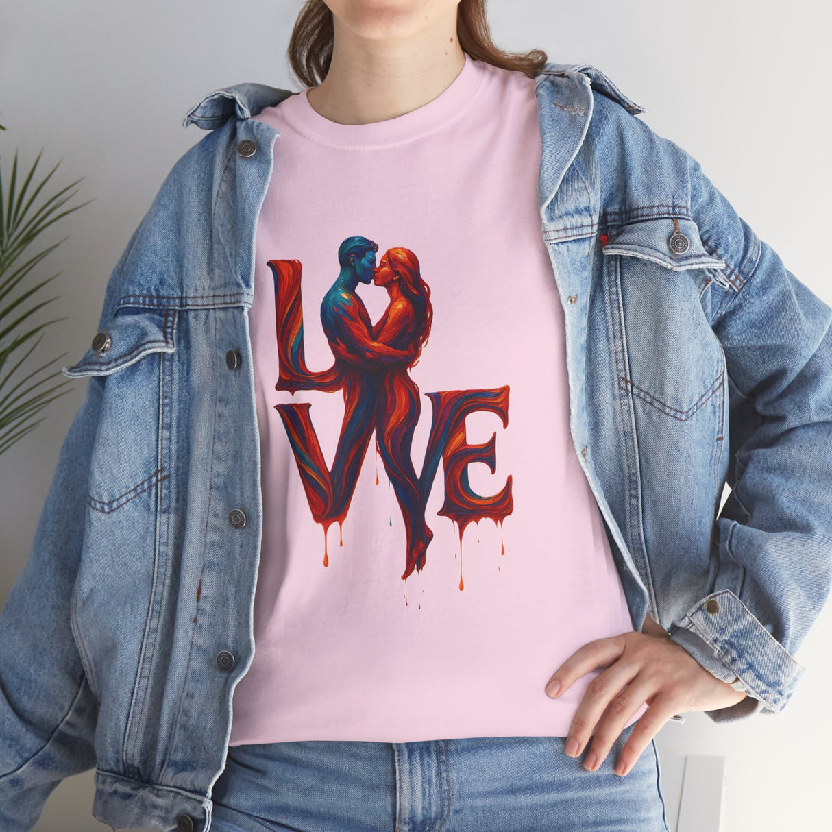 LOVE Couple Silhouette T-Shirt — Romantic Dripping Love Design artfully styled for fashionable outings.