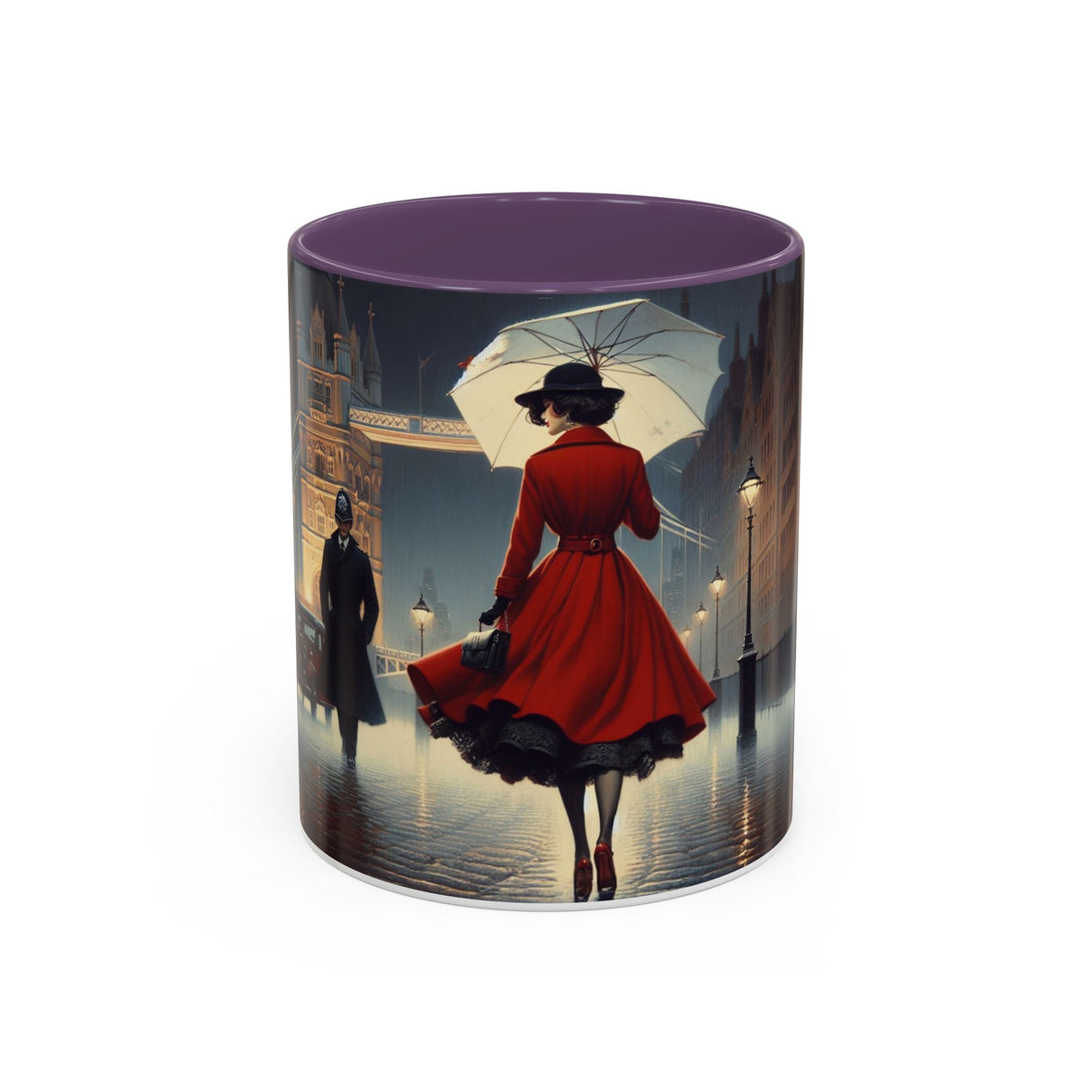 Elegant Red Dress Coffee Mug in use, demonstrating its snug grip and eye-catching colors.
