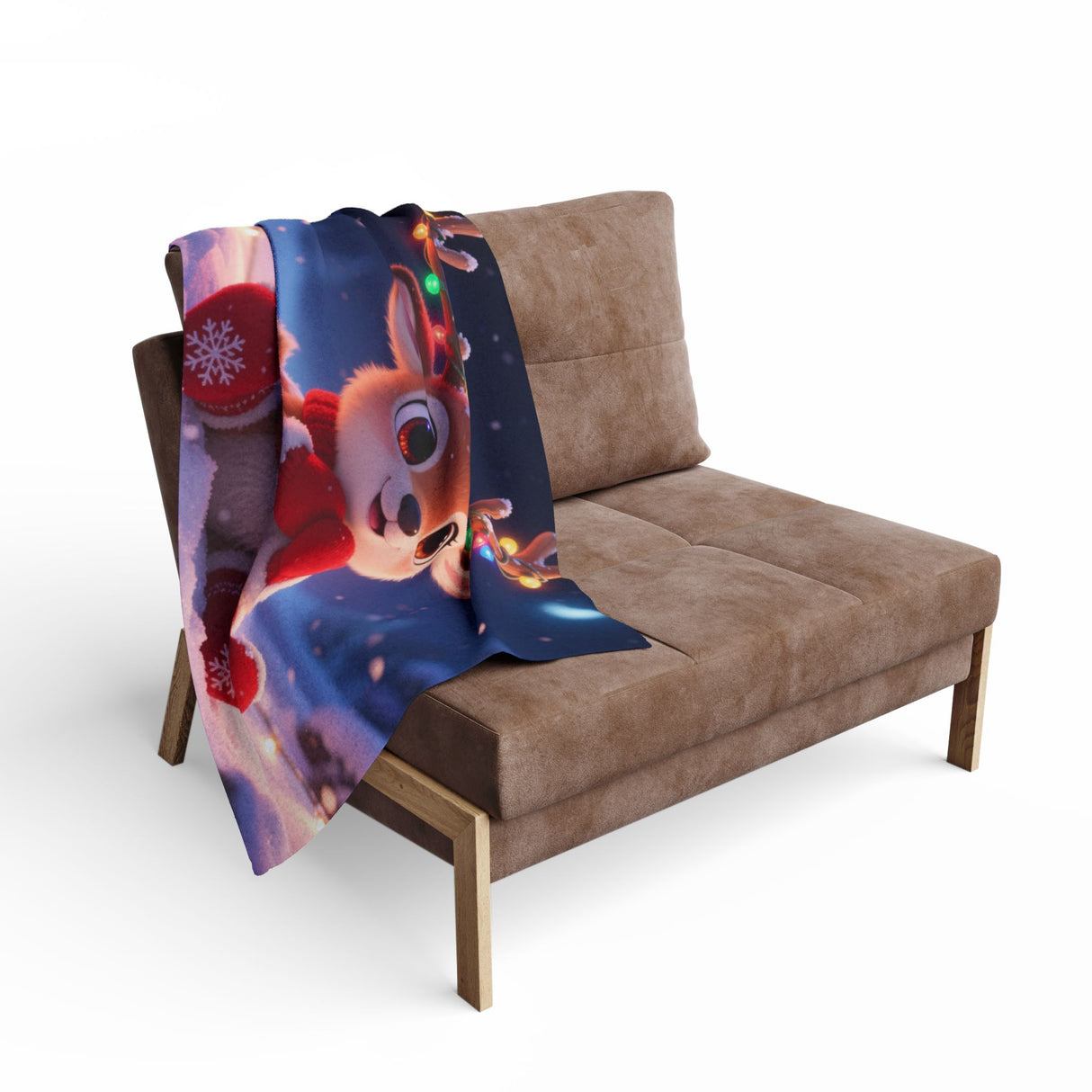 Cute Reindeer Fleece Blanket - Holiday Christmas Cozy Throw for Kids perfect for a family movie night.