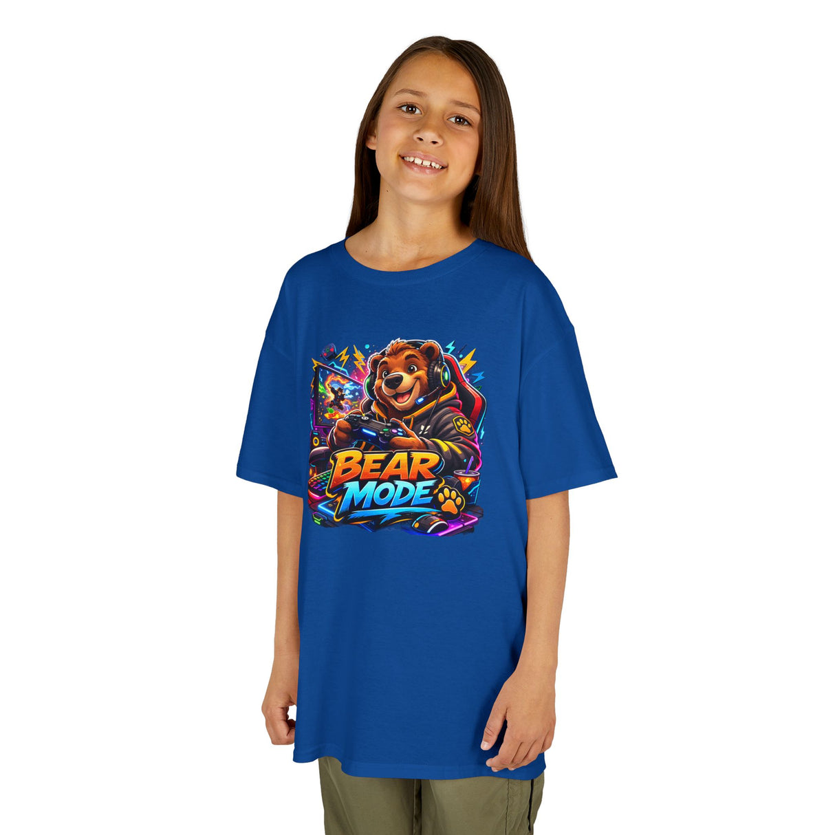Bear Mode Kids T‑Shirt — Colorful Cartoon Bear Graphic Tee