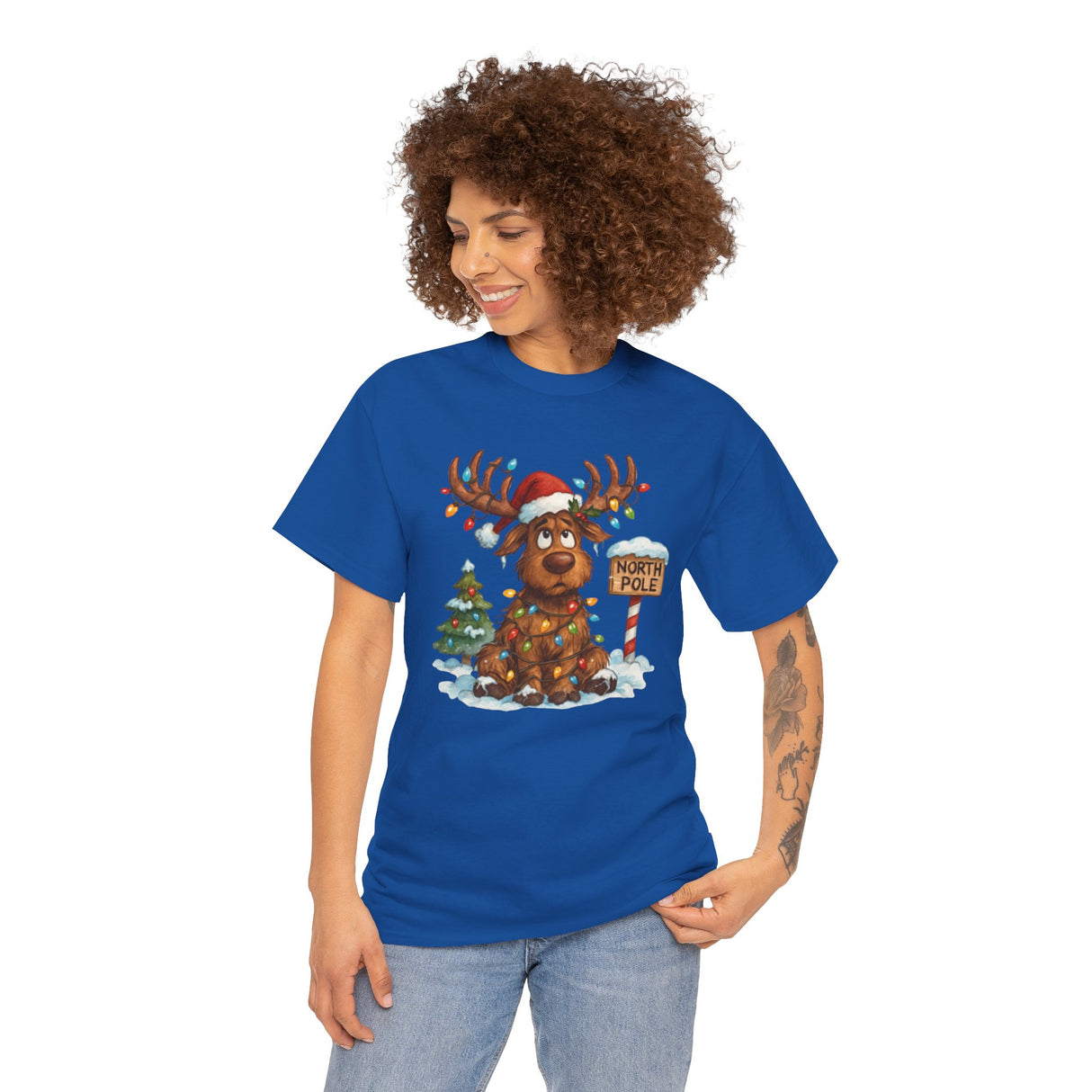 Vivid colors on the Christmas Reindeer Tee, great for adding festivity to any occasion.