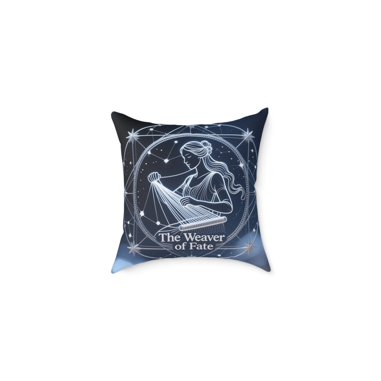 Weaver of Fate Decorative Pillow — Mythic Celestial Throw Pillow 16" × 16"