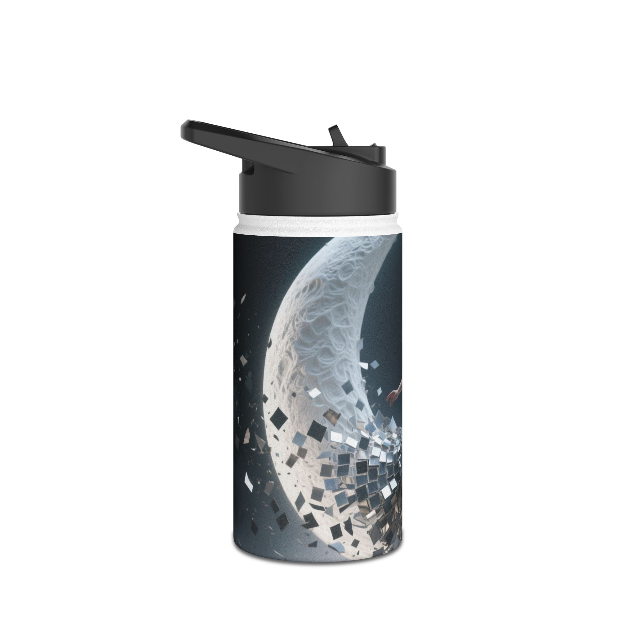 People enjoying outdoor adventures with the Sunset Cove Stainless Steel Water Bottle showcasing a tropical sunset.