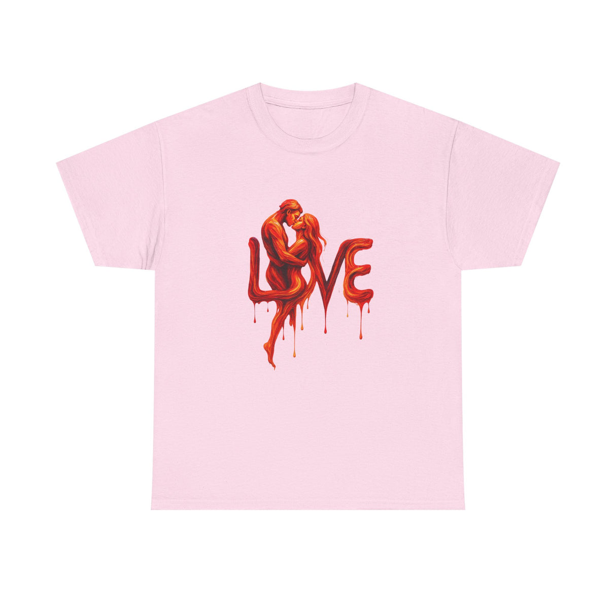 Artistic view of the Love Silhouette T-Shirt - Romantic Dripping Heart Design showcasing the silhouette in abstract colors.