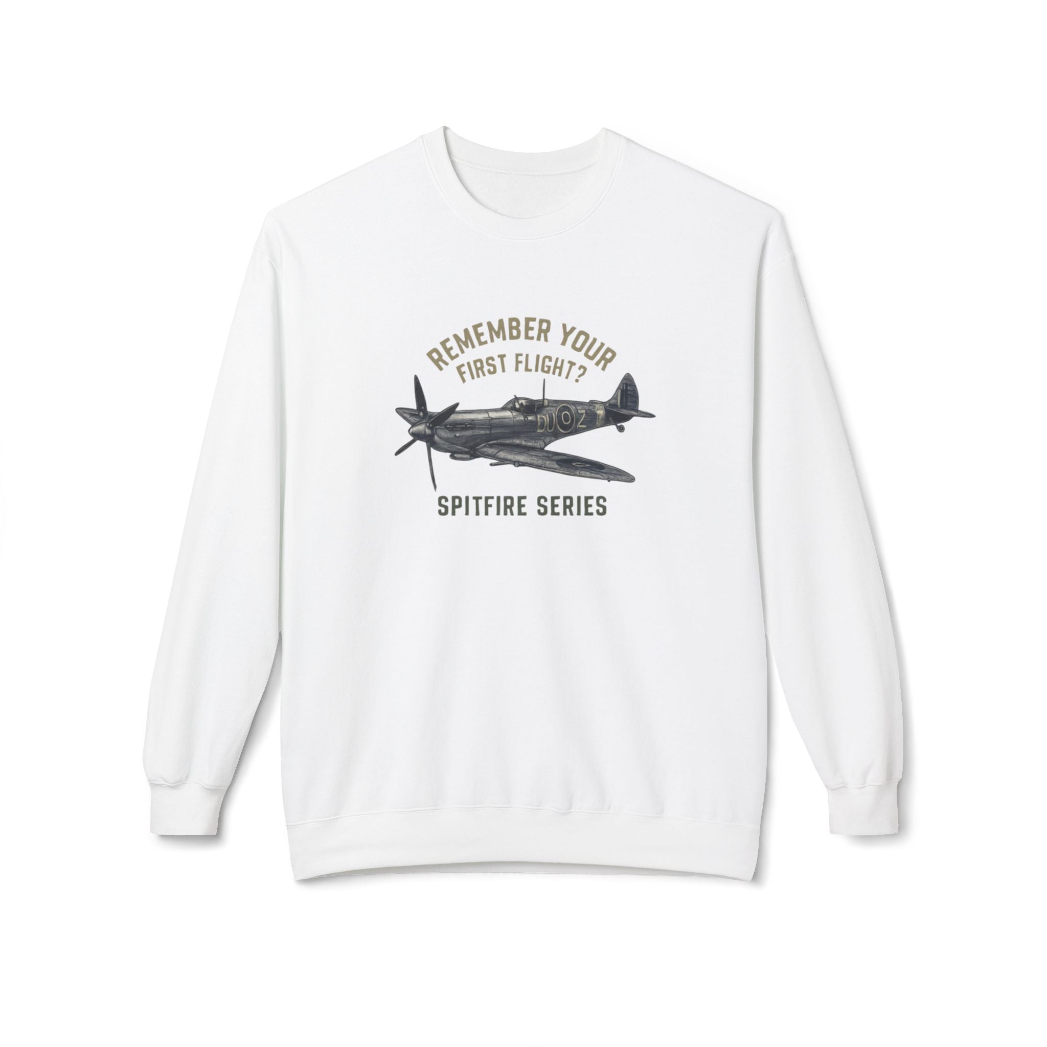 Spitfire Series Sweatshirt – "Remember Your First Flight" Vintage Plane Crewneck US
