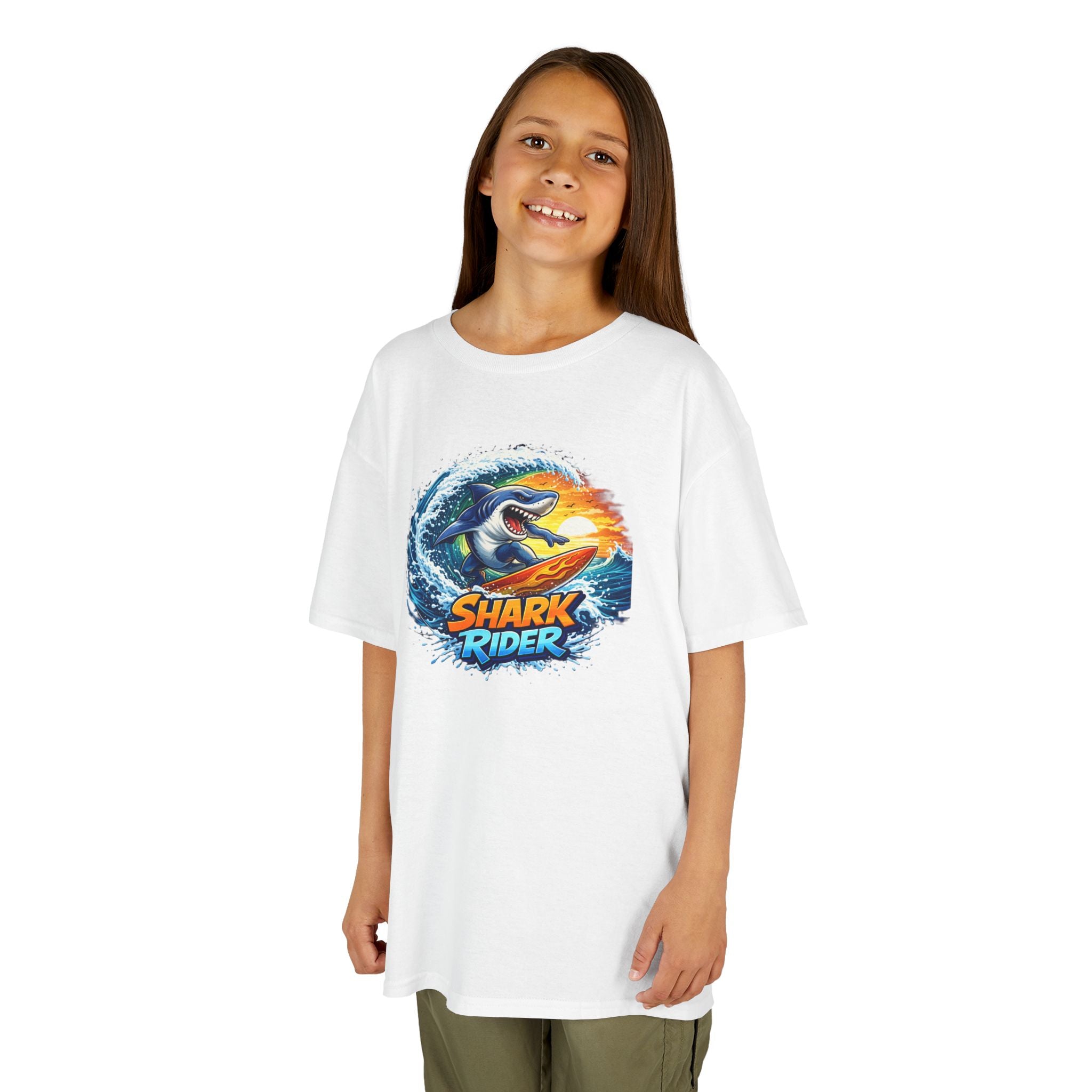 "Shark Rider" Surfing Shark Graphic — Kids Tee
