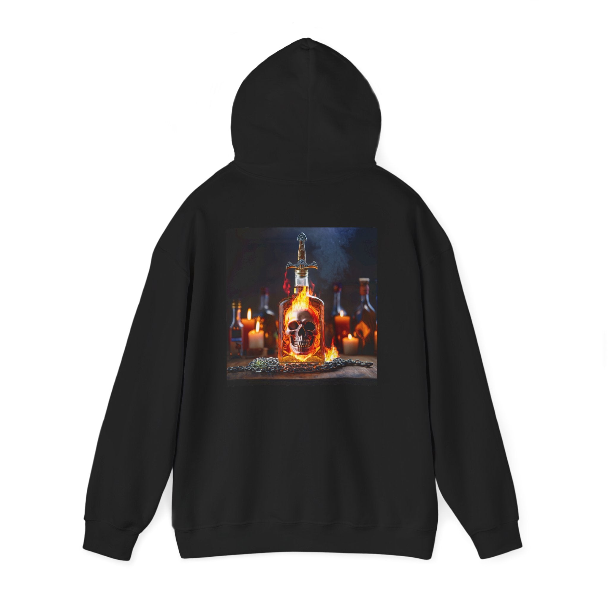 Detailed view of the fabric texture of Skull Potion Bottle Hoodie - Witchy Gothic Spellcraft Sweatshirt showcasing its durable quality.