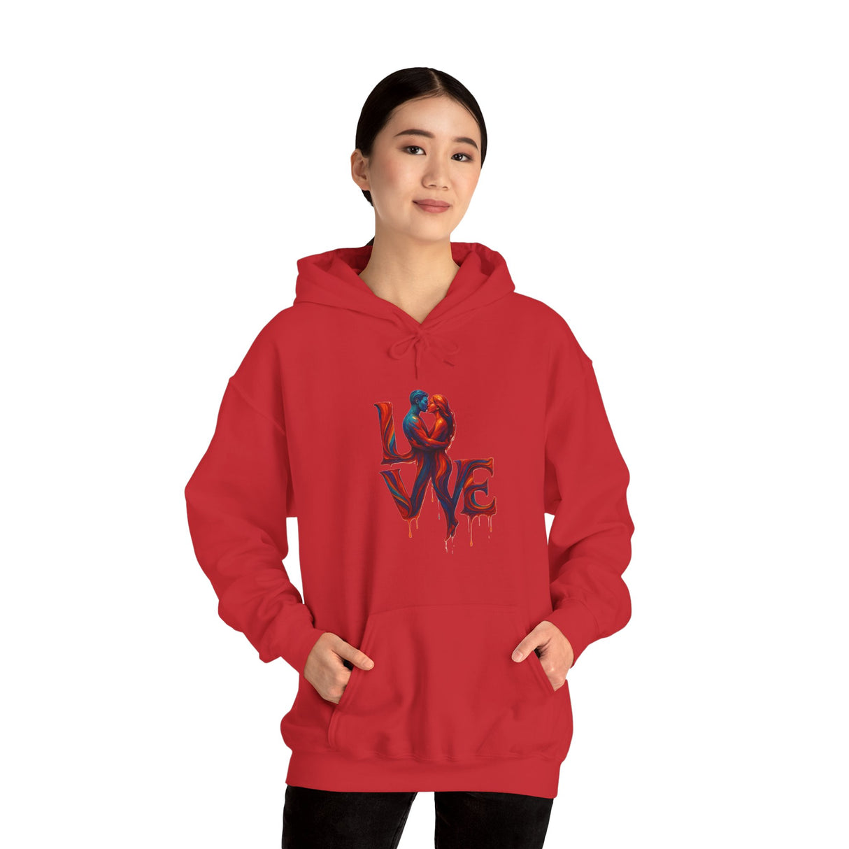 Soft and roomy Love Kiss Hoodie displayed on a stylish mannequin, showcasing its comfortable fit.