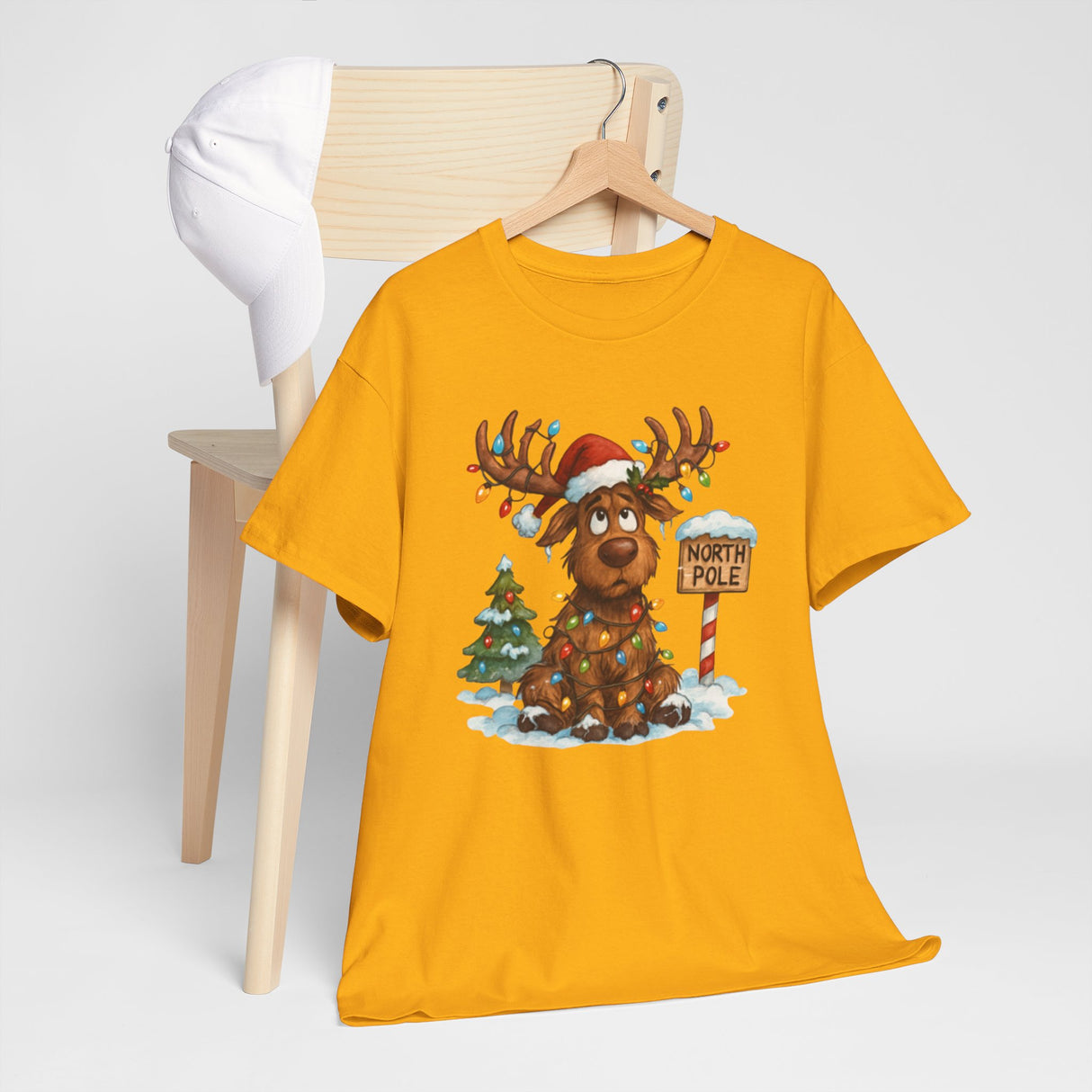 Enthusiastic cheer alongside friends in the Christmas Reindeer Tee, showcasing holiday vibes.
