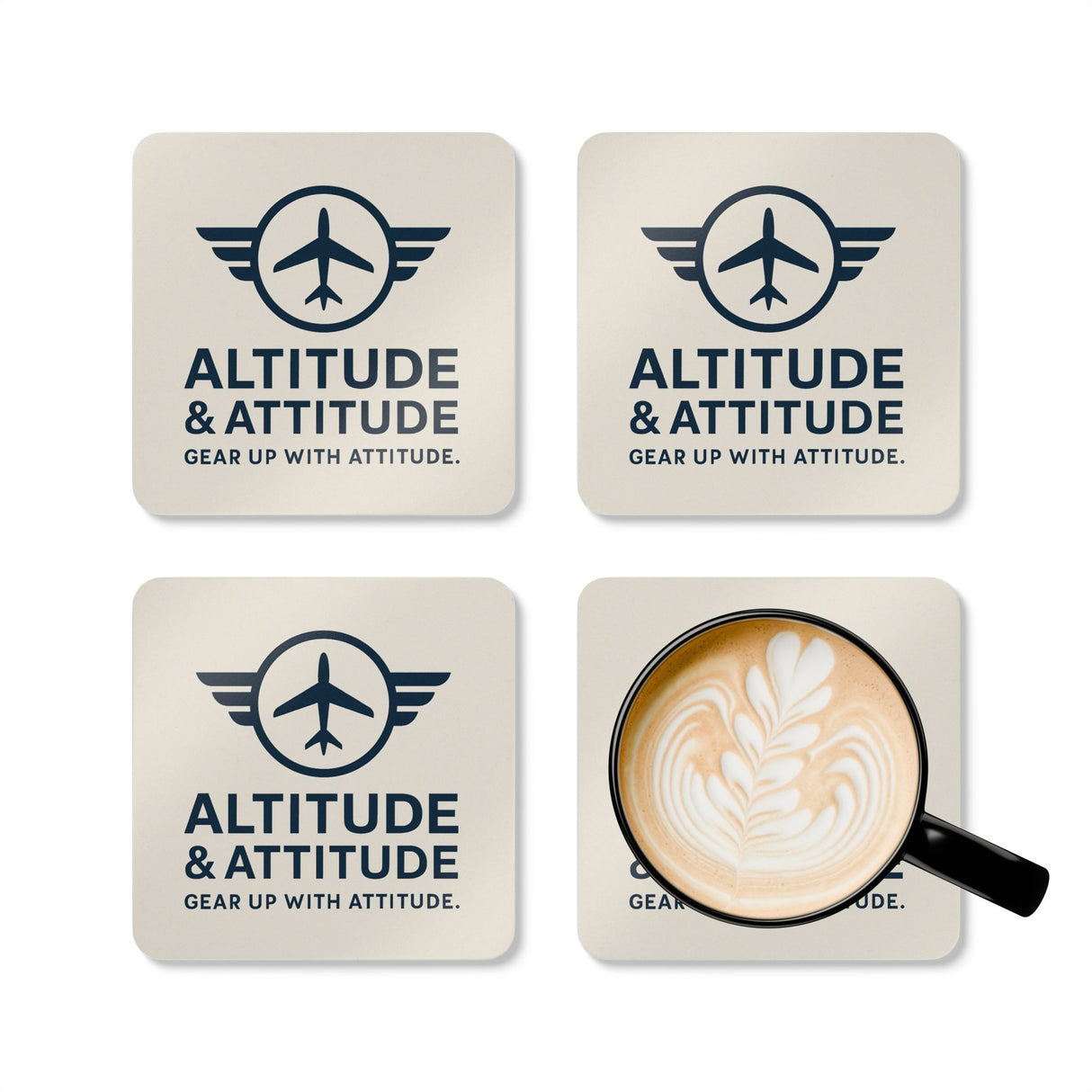 Altitude & Attitude Corkwood Coaster with cork back design to prevent sliding.