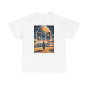 T-Shirt — Cosmic Portal Nightscape Graphic Tee in a cotton fabric, highlighting detailed artwork of an alien landscape.