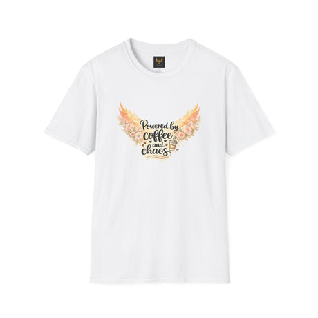 "Powered by Coffee and Chaos" Graphic Tee — Rebirth Stylish Women T-Shirt