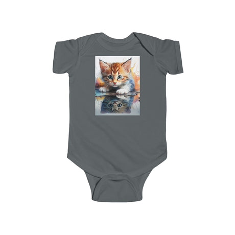 Cute Cat Art Infant Bodysuit - Adorable Baby Clothes for Animal Lovers shown on a happy baby with playful expression.