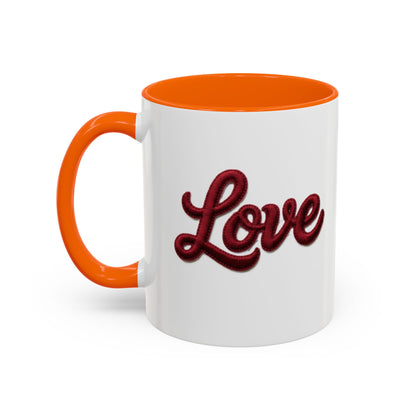 Love Accent Coffee Mug — Red Script Love Design (11oz)