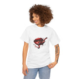 Front view of the Lip Bite Graphic Tee displaying its eye-catching red lips design.