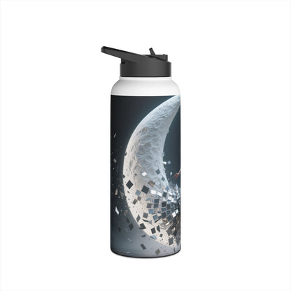 Colorful display of the Sunset Cove Stainless Steel Water Bottle emphasizing its high-resolution printed sunset landscape.