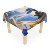 Detail view of the lightweight polyester fabric of the Classic All-Purpose Dining Table Cover.